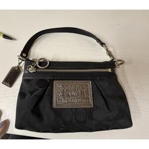 Coach Poppy Signature Black Wristlet Clutch